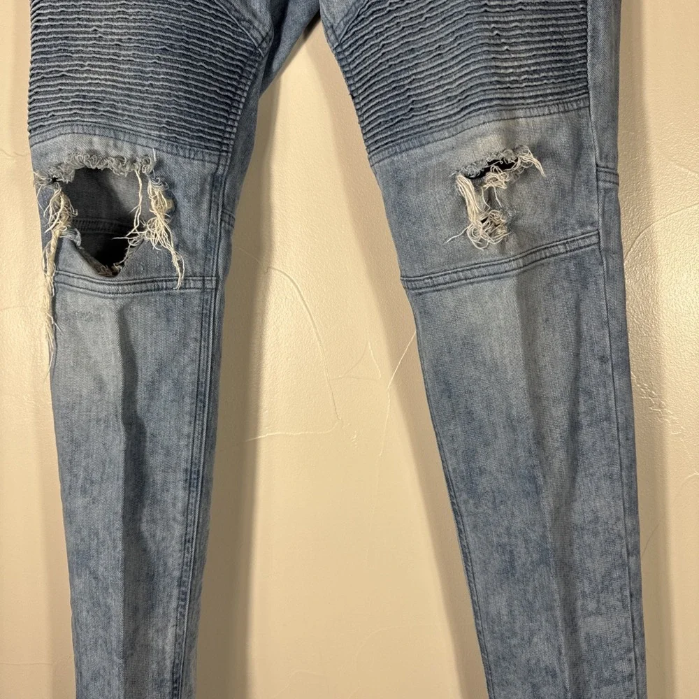 PacSun Jeans Men's Size 34 X 30 Stacked Skinny Distressed Light Wash